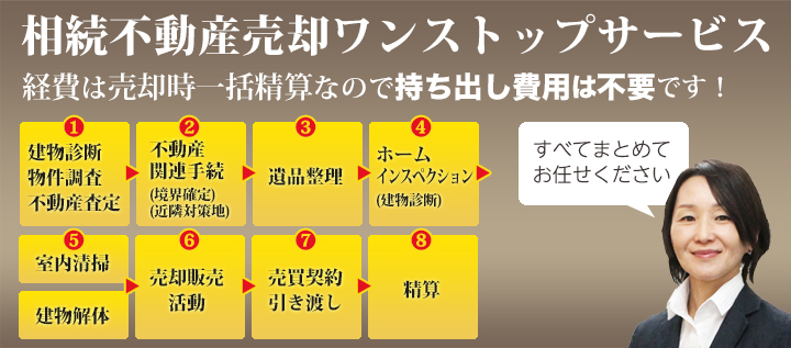 相続不動産売却ワンストップサービス 経費は売却時一括精算なので持ち出し費用は不要です！